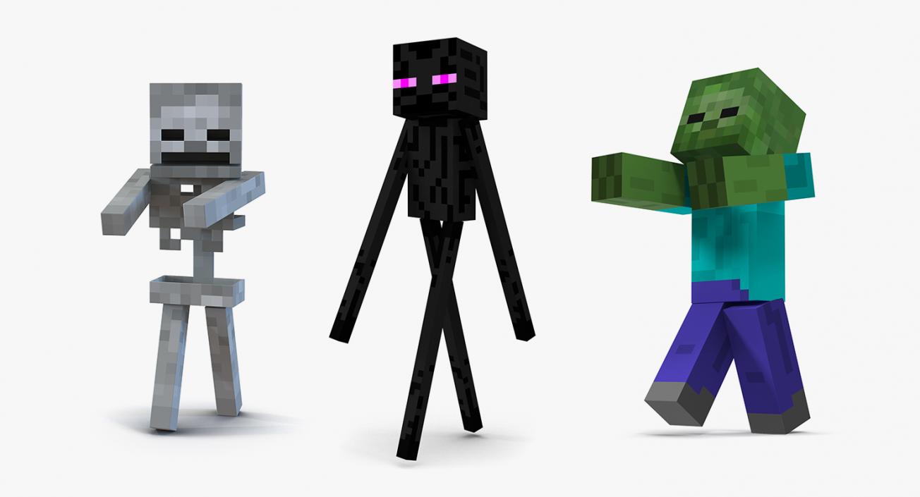 3D Minecraft Characters Rigged Collection model