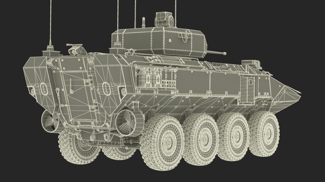 US Amphibious Assault Vehicle with 30mm Gun Wet 3D