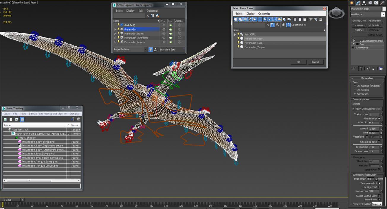 Pteranodon Flying Carnivorous Reptile Rigged 3D model