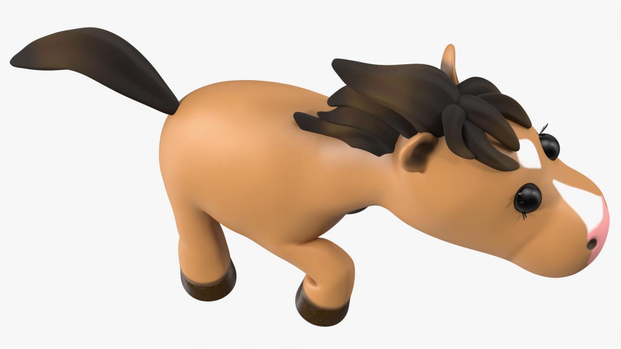 Brown Cartoon Horse Walking Pose 3D