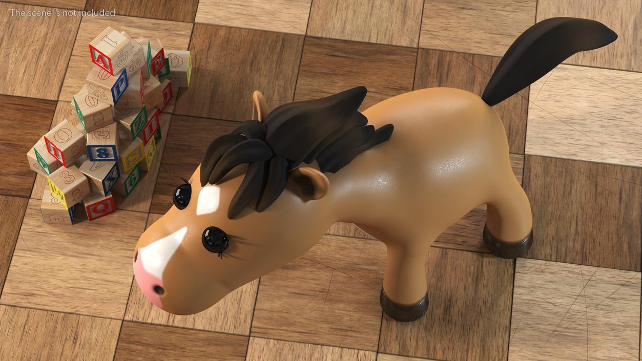 Brown Cartoon Horse Walking Pose 3D