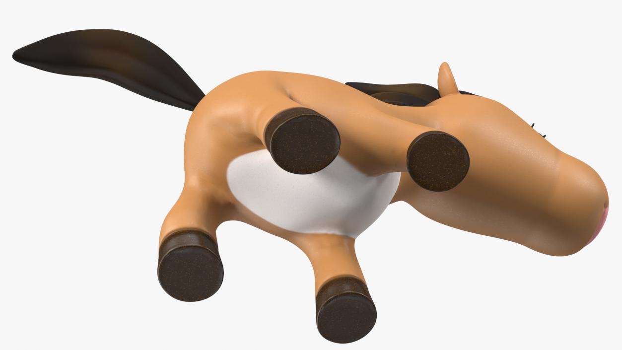 Brown Cartoon Horse Walking Pose 3D