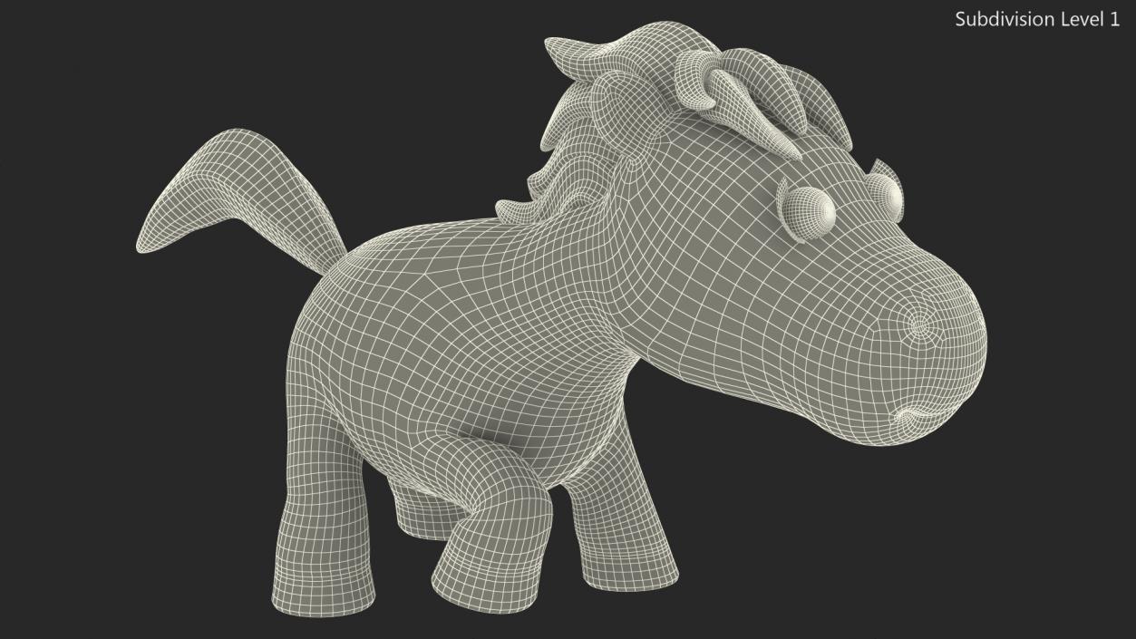 Brown Cartoon Horse Walking Pose 3D