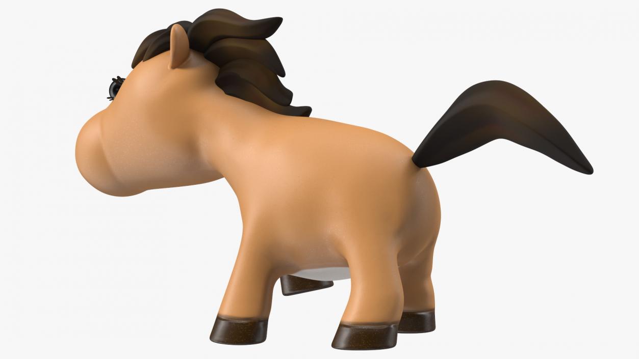 Brown Cartoon Horse Walking Pose 3D