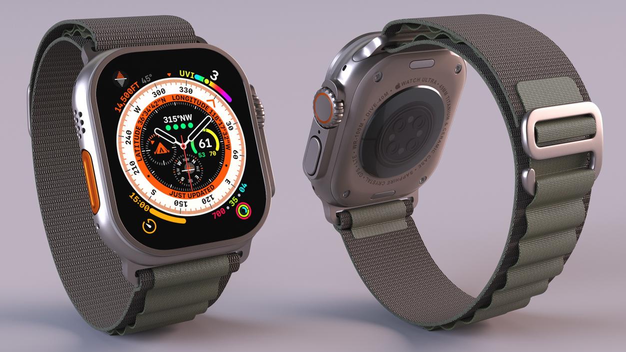 3D model Apple Watch Ultra Alpine Loop Green