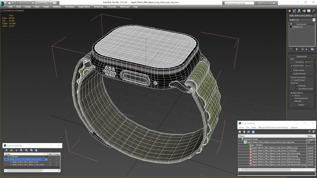 3D model Apple Watch Ultra Alpine Loop Green