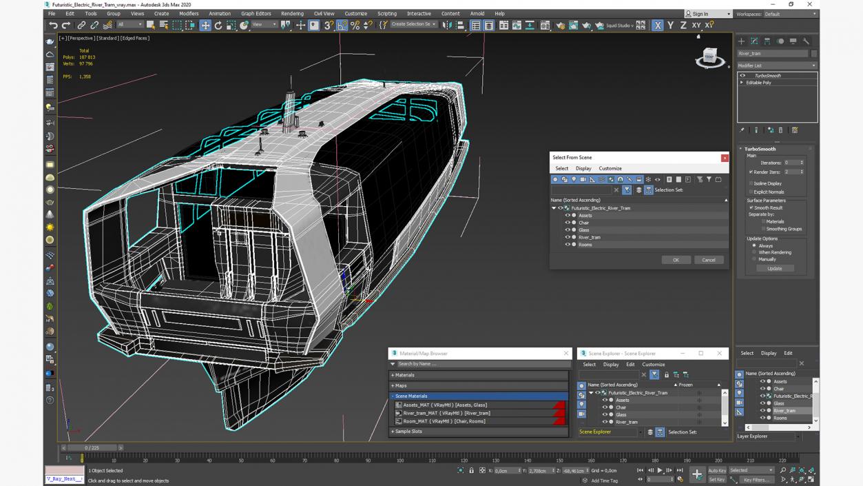 3D model Futuristic Electric River Tram