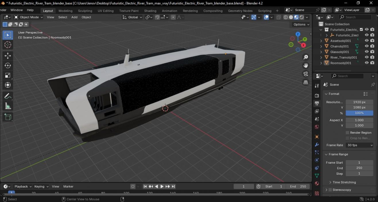 3D model Futuristic Electric River Tram