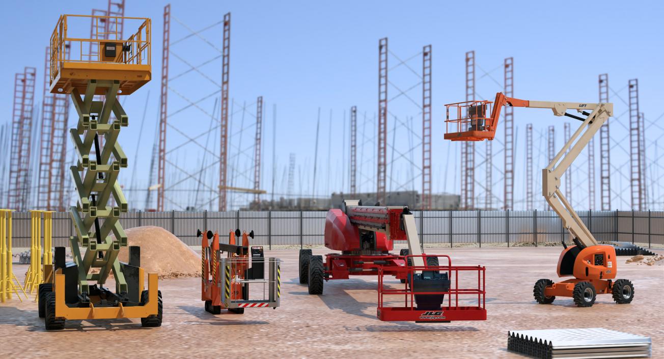 Telescopic Boom Lifts Rigged Collection 3D model