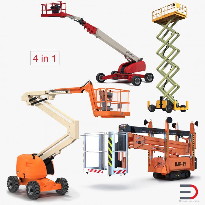 Telescopic Boom Lifts Rigged Collection 3D model