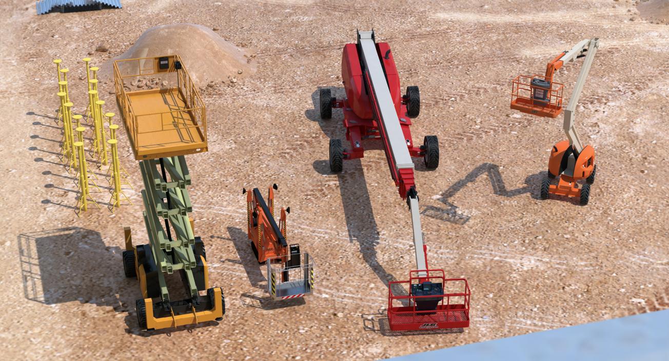 Telescopic Boom Lifts Rigged Collection 3D model