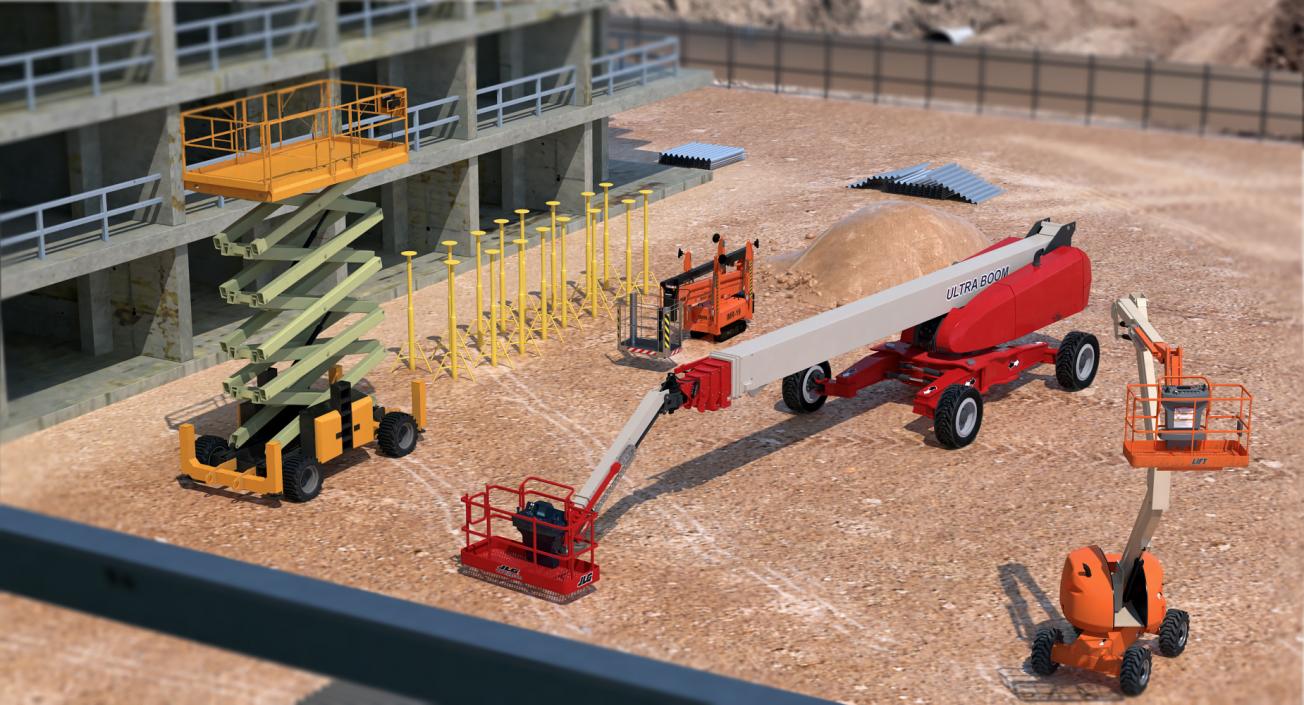 Telescopic Boom Lifts Rigged Collection 3D model