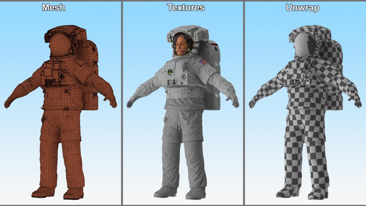 3D model NASA Astronaut Extravehicular Mobility Suit Rigged