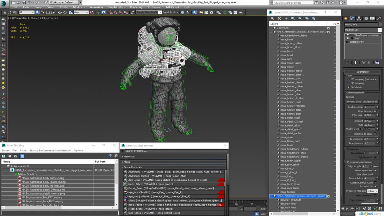 3D model NASA Astronaut Extravehicular Mobility Suit Rigged