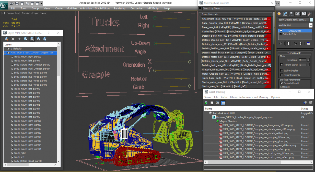 3D Vermeer S450TX Loader Grapple Rigged