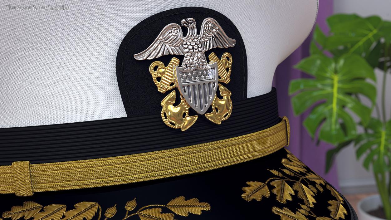 3D Naval Officer Cap with Embroidery model