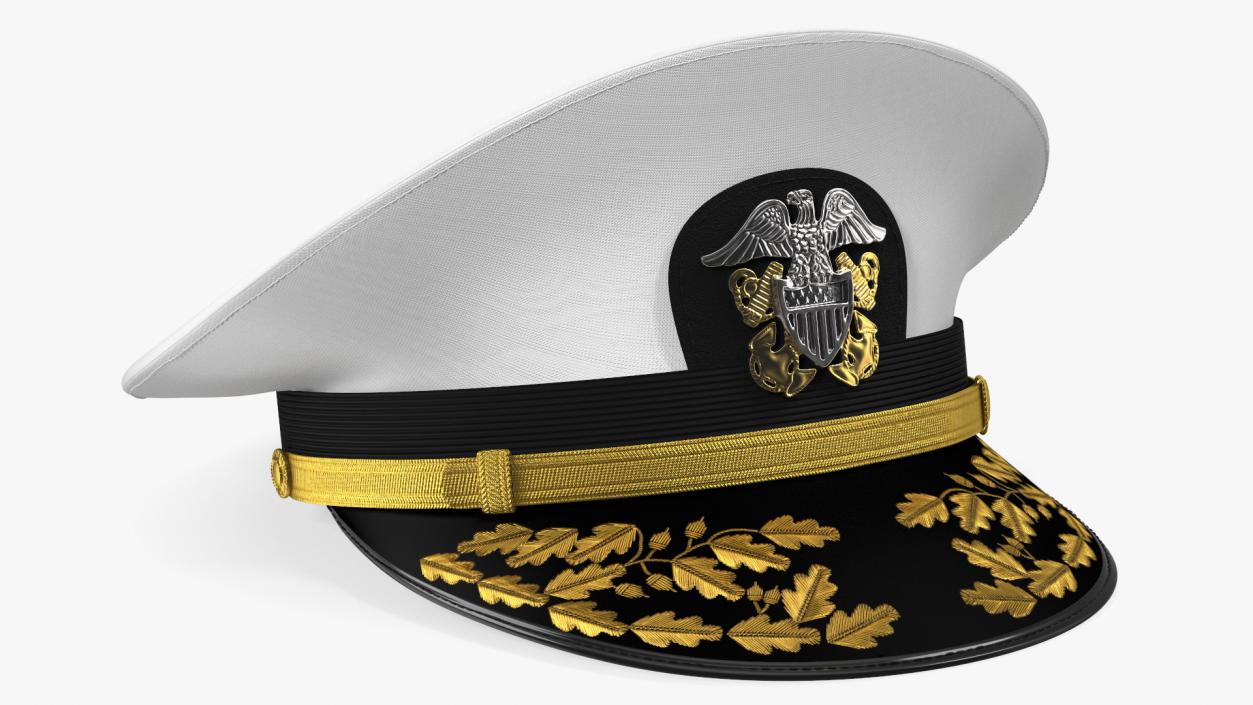 3D Naval Officer Cap with Embroidery model