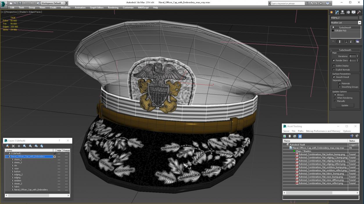 3D Naval Officer Cap with Embroidery model