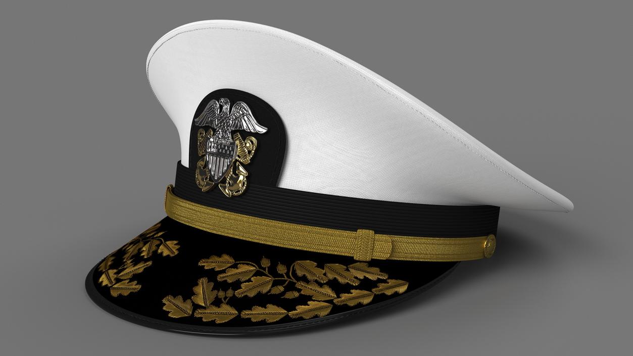 3D Naval Officer Cap with Embroidery model