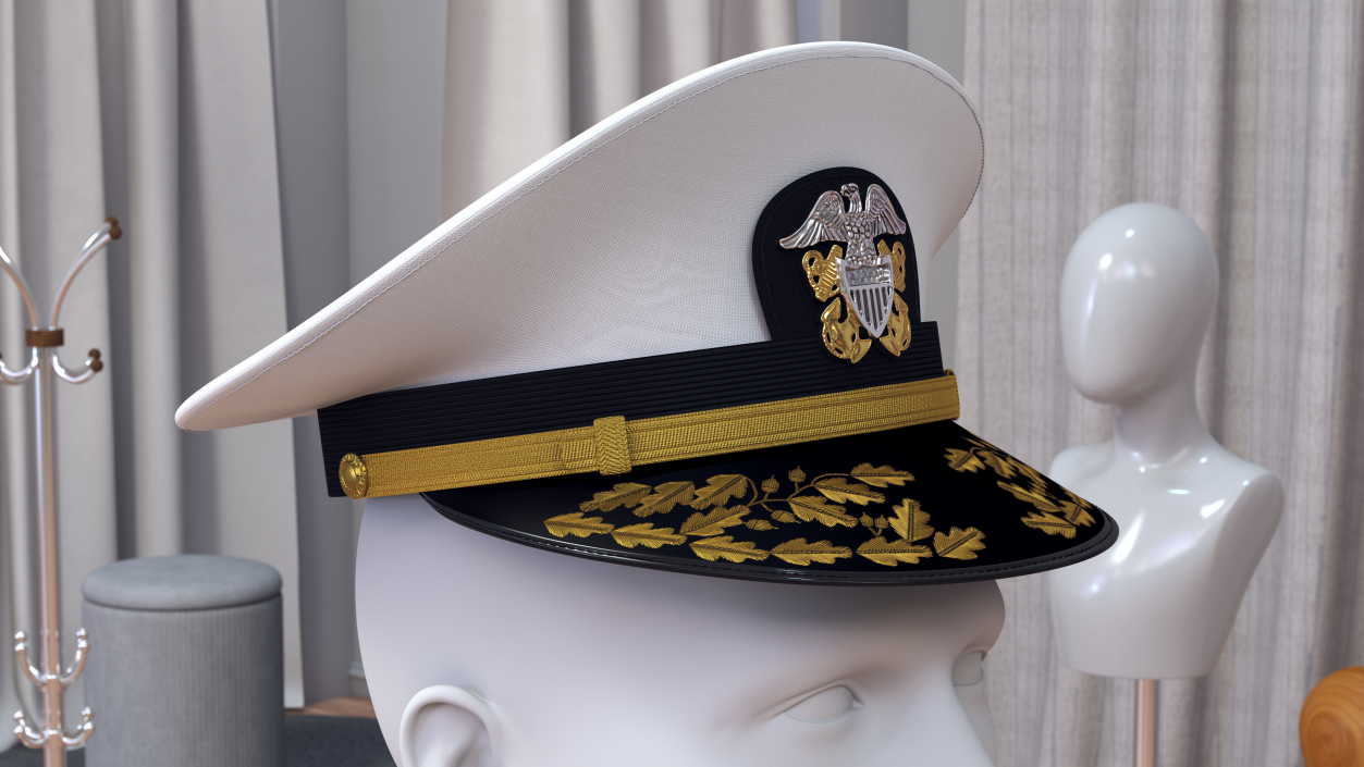 3D Naval Officer Cap with Embroidery model