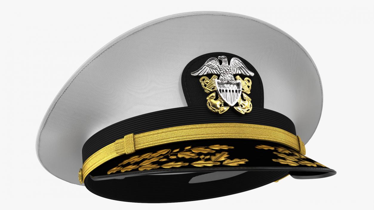 3D Naval Officer Cap with Embroidery model