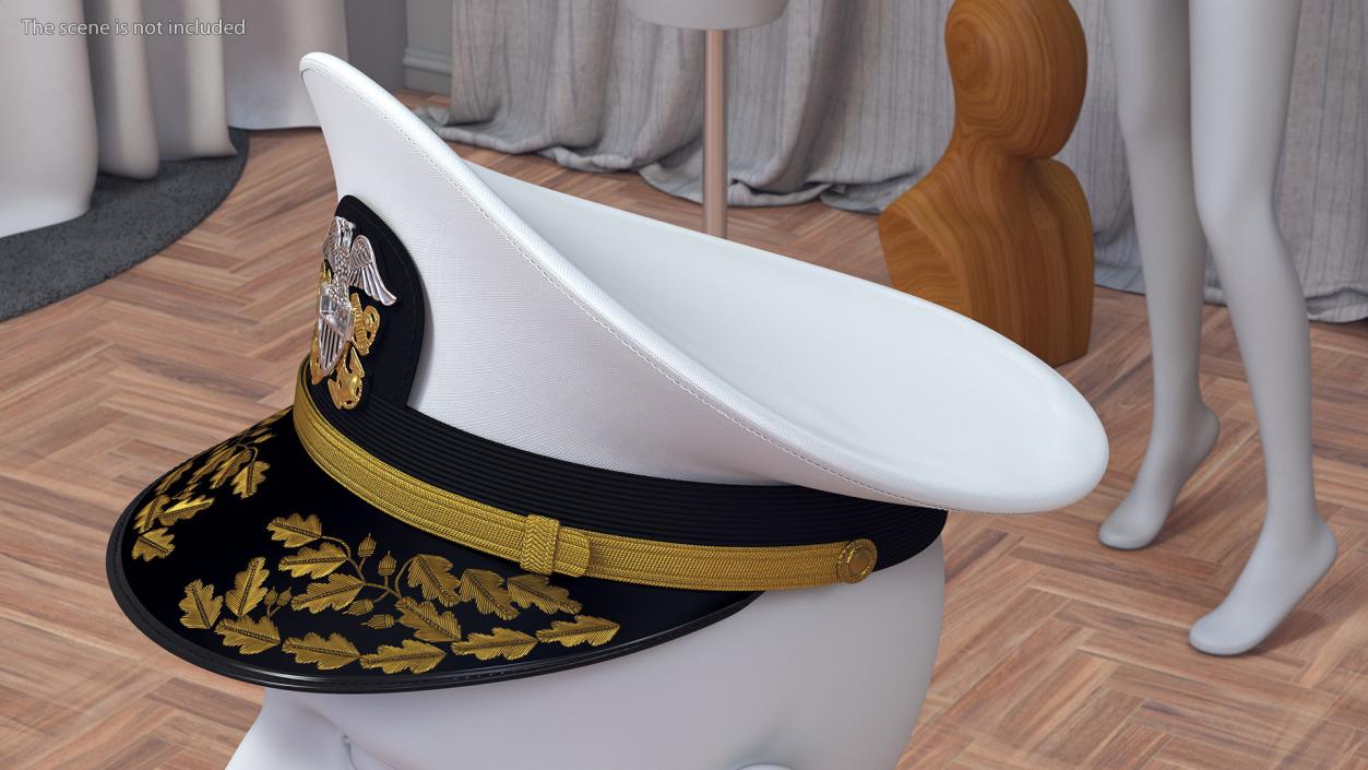 3D Naval Officer Cap with Embroidery model