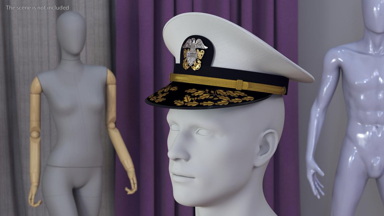 3D Naval Officer Cap with Embroidery model