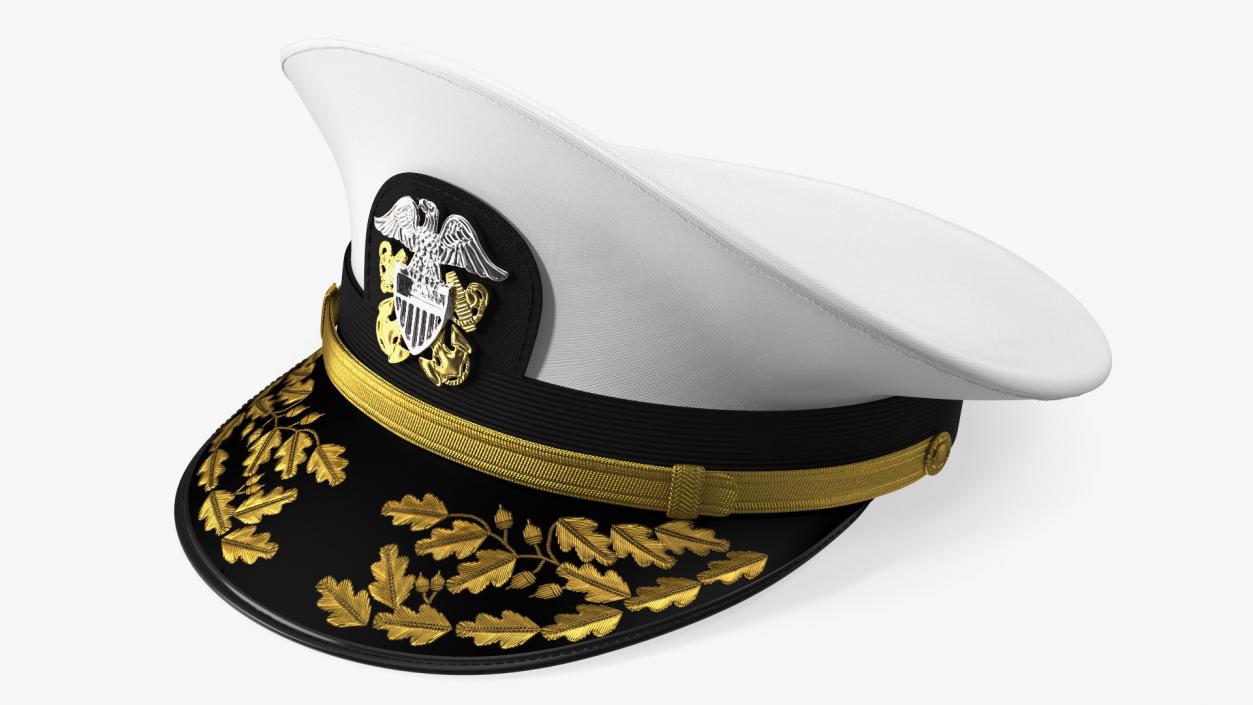 3D Naval Officer Cap with Embroidery model