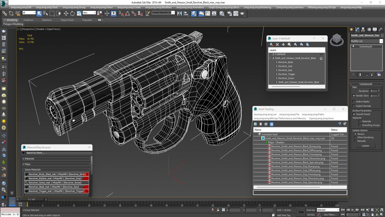 Smith and Wesson Small Revolver Black 3D