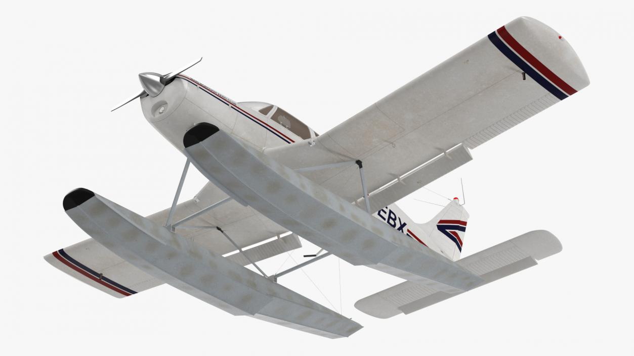 Private Seaplane Piper PA-28 Cherokee Rigged 3D model