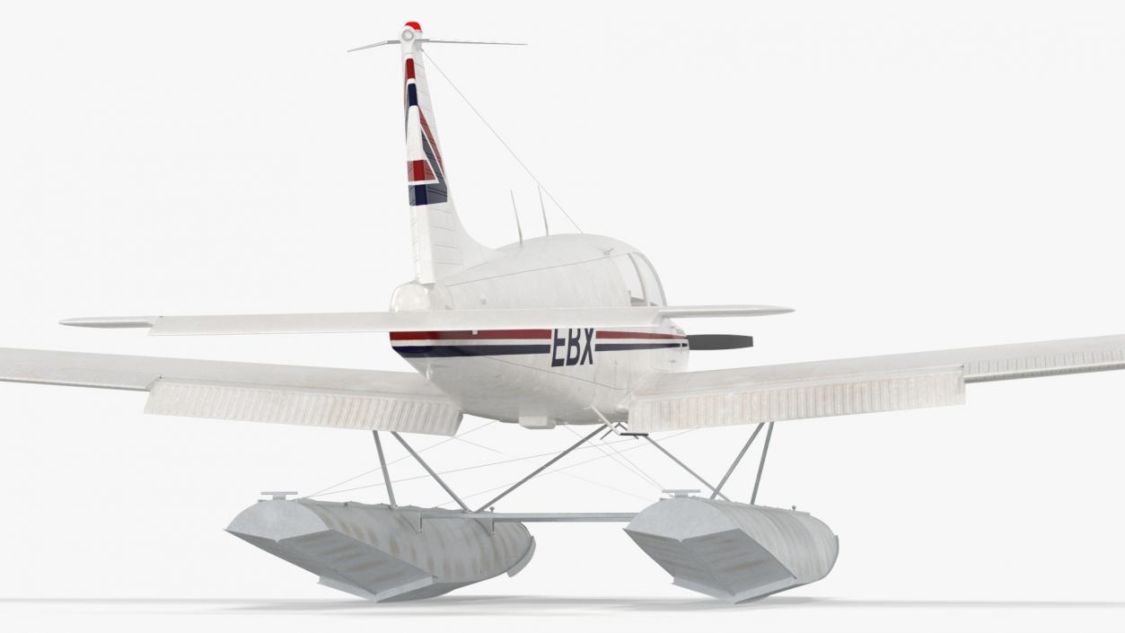 Private Seaplane Piper PA-28 Cherokee Rigged 3D model