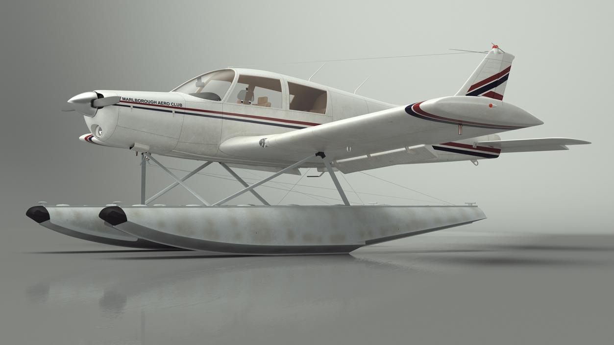 Private Seaplane Piper PA-28 Cherokee Rigged 3D model