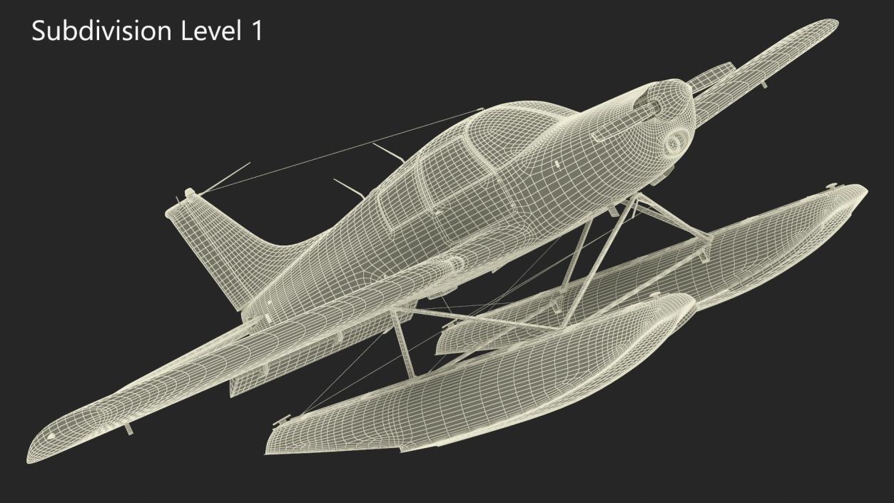 Private Seaplane Piper PA-28 Cherokee Rigged 3D model