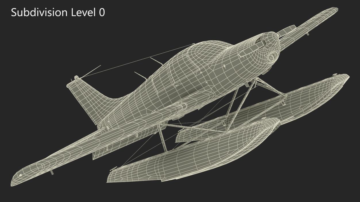 Private Seaplane Piper PA-28 Cherokee Rigged 3D model