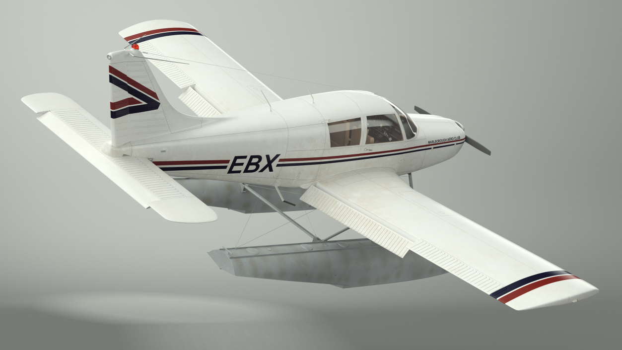 Private Seaplane Piper PA-28 Cherokee Rigged 3D model