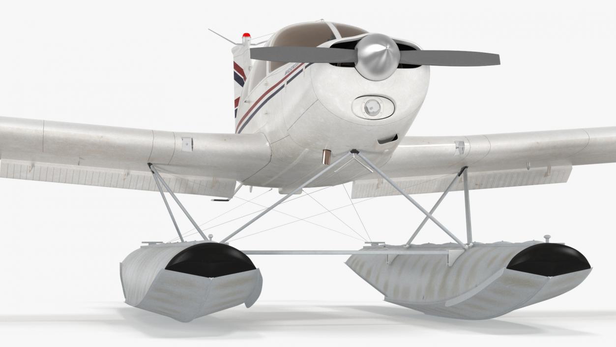 Private Seaplane Piper PA-28 Cherokee Rigged 3D model