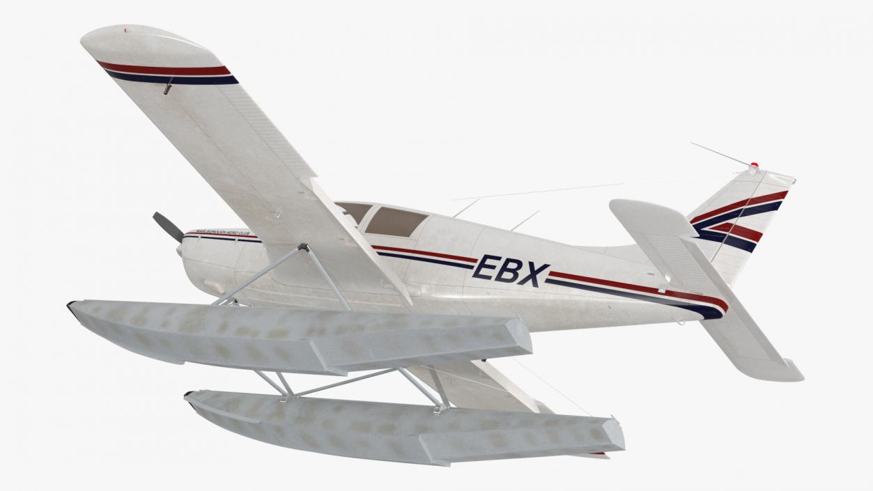 Private Seaplane Piper PA-28 Cherokee Rigged 3D model