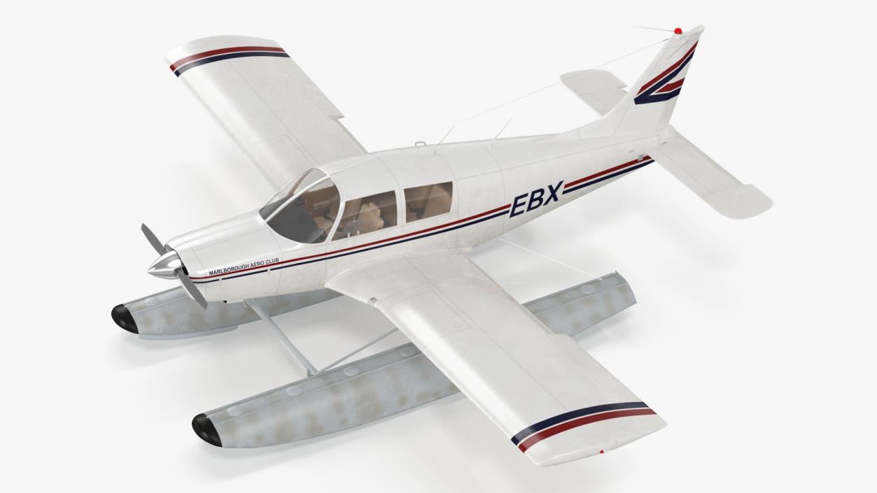 Private Seaplane Piper PA-28 Cherokee Rigged 3D model