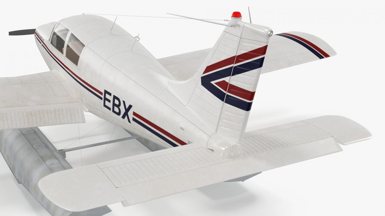 Private Seaplane Piper PA-28 Cherokee Rigged 3D model