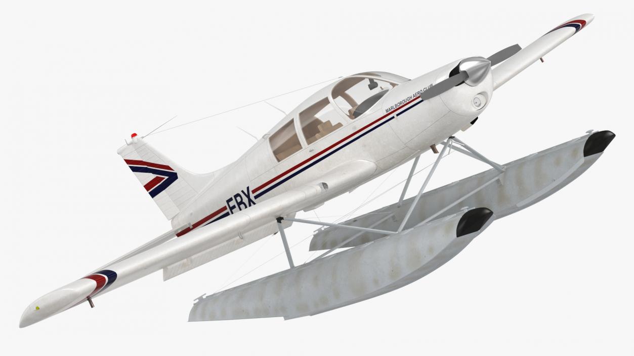 Private Seaplane Piper PA-28 Cherokee Rigged 3D model