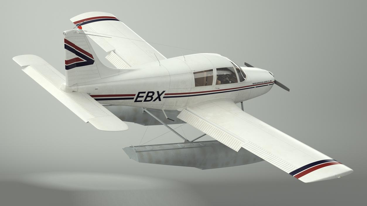 Private Seaplane Piper PA-28 Cherokee Rigged 3D model