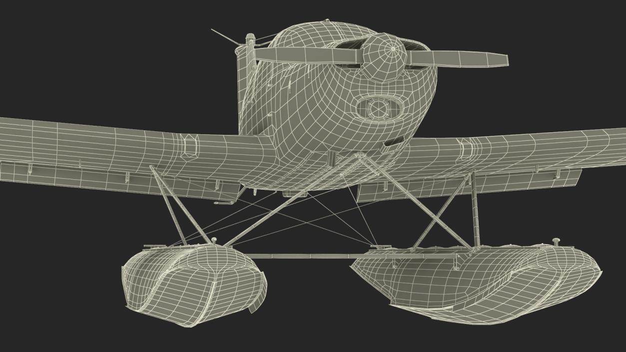 Private Seaplane Piper PA-28 Cherokee Rigged 3D model