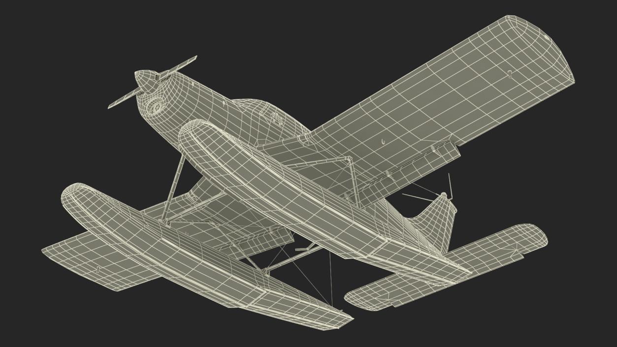 Private Seaplane Piper PA-28 Cherokee Rigged 3D model