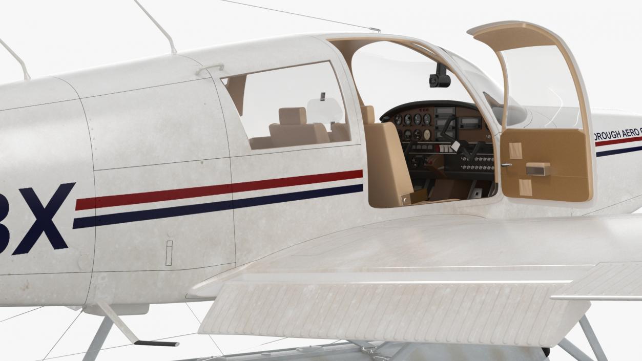 Private Seaplane Piper PA-28 Cherokee Rigged 3D model