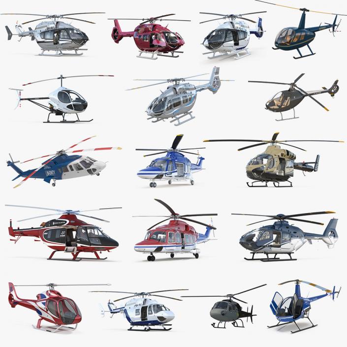 Rigged Private Helicopters 3D Models Collection 3D