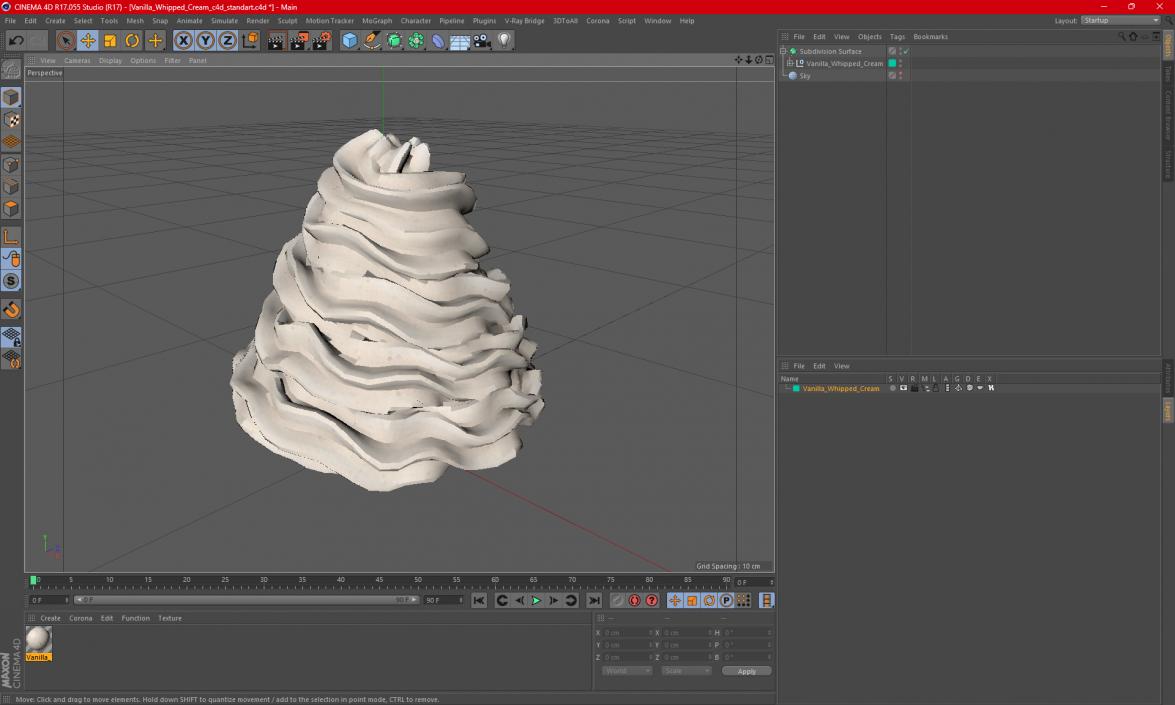 3D Vanilla Whipped Cream for 3D Print 2