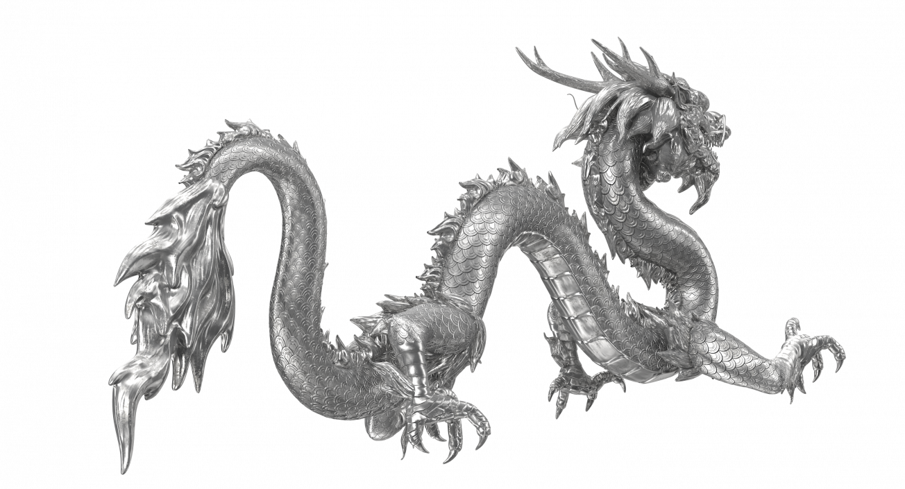 3D Silver Chinese Dragon Statue model