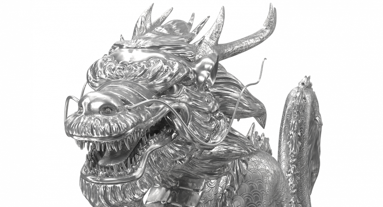 3D Silver Chinese Dragon Statue model