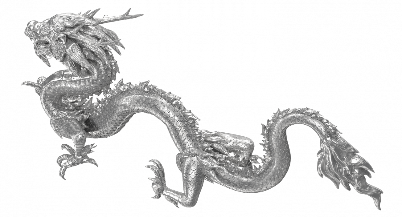 3D Silver Chinese Dragon Statue model