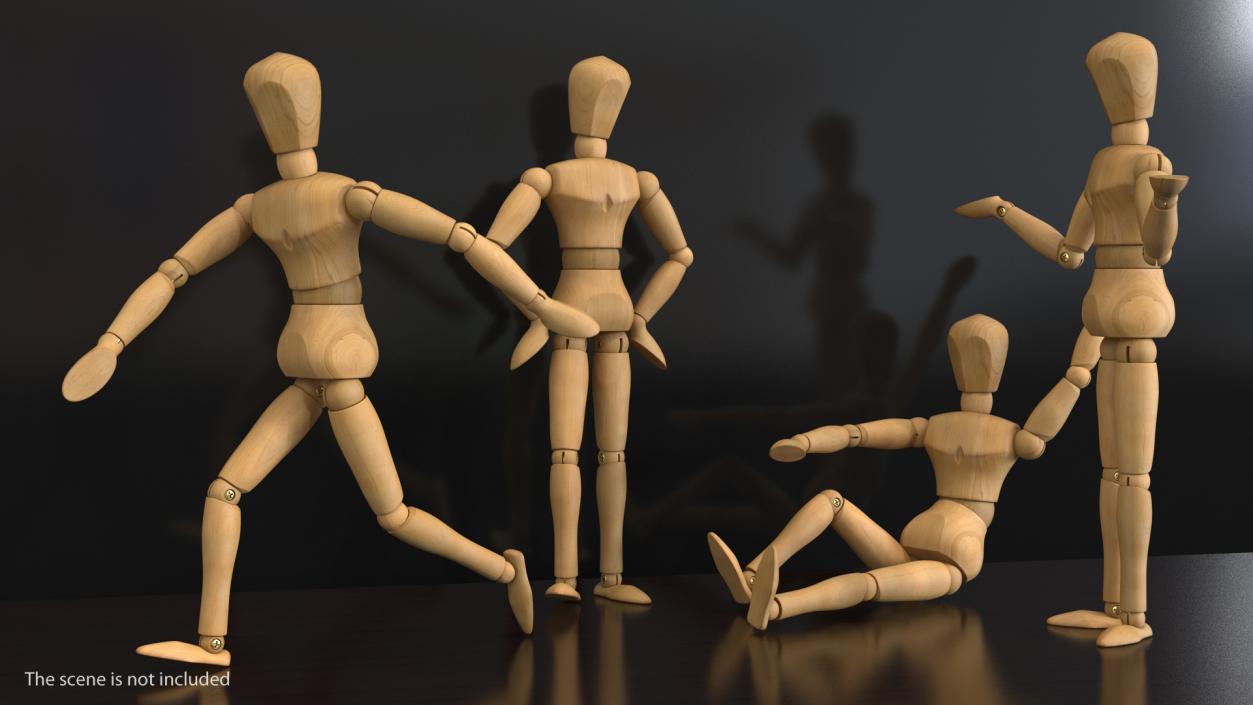 Wooden Dummy Toy Running Pose 3D model